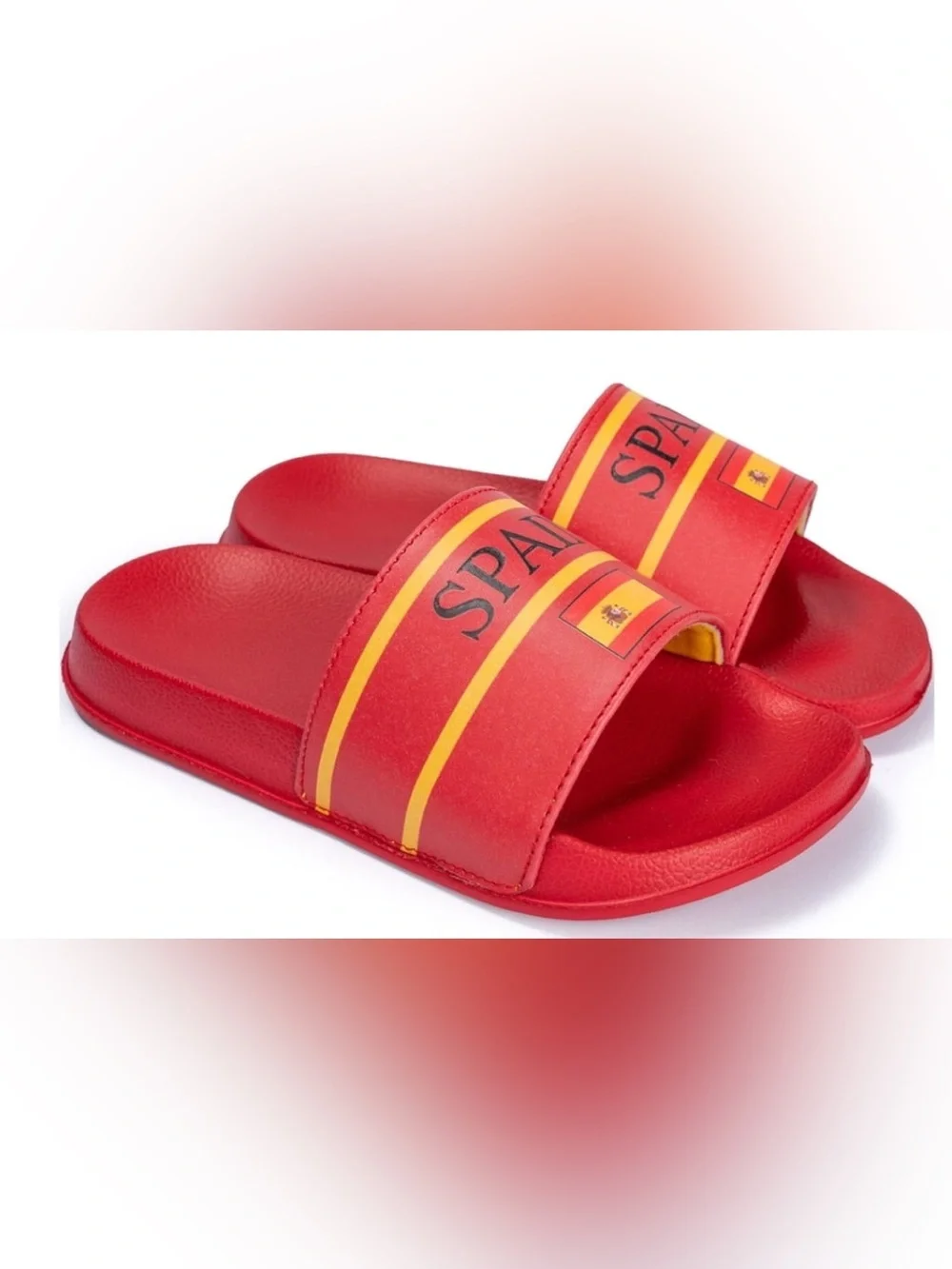 Spain Red Kids Slide Sandals with Flag Size 9-10 Toddler